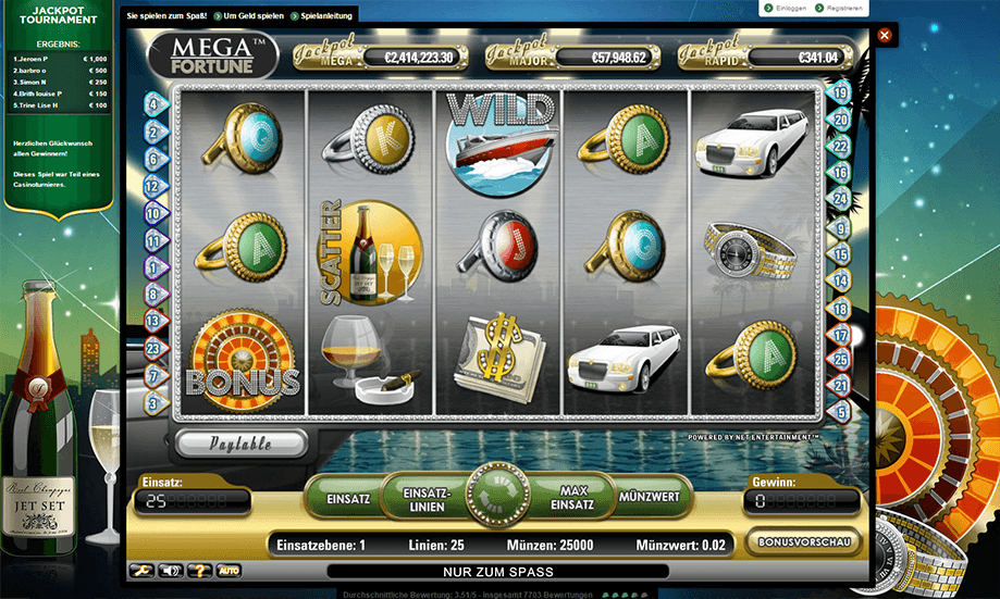 Mega Fortune Slot mit gewaltigen Jackpots